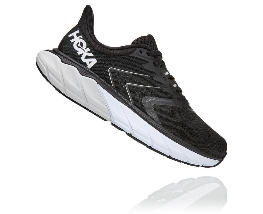 Hoka One One Womens Running Shoes - Arahi 5 - Black/White - MIXO49751